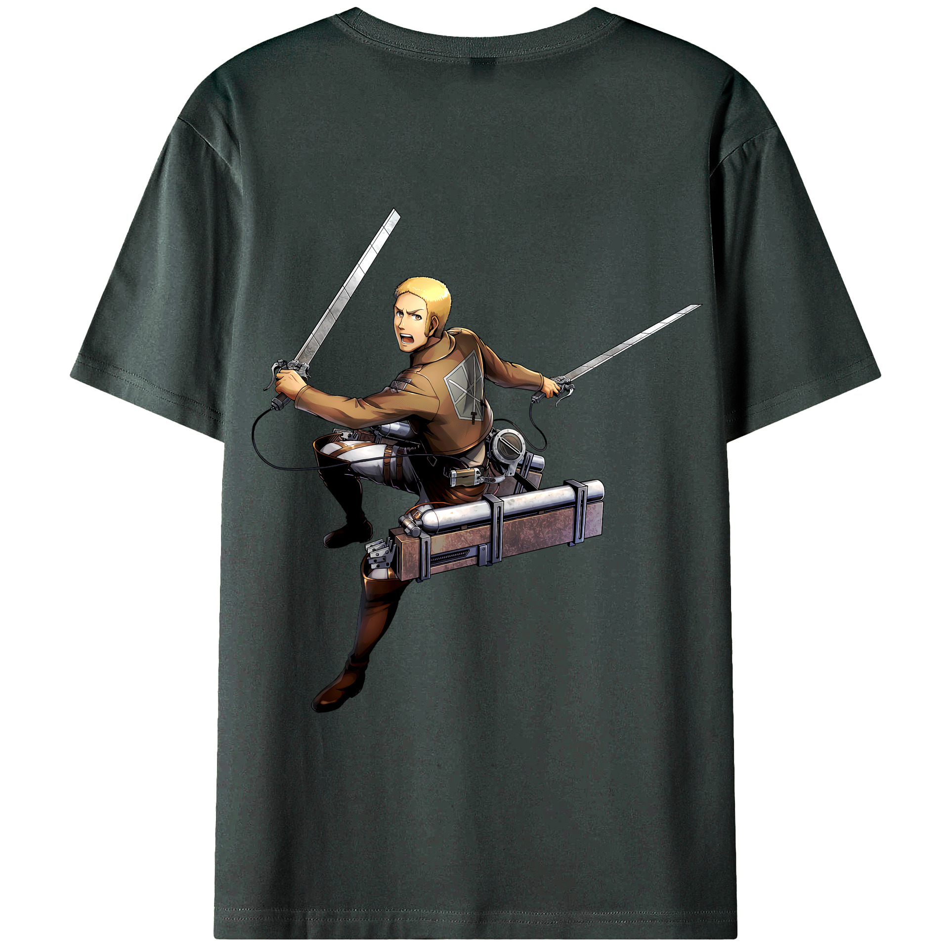 （画像用） 進撃の巨人 ライナー・ブラウン Attack on Titan Reiner Braun 綿100％ メンズ半袖Tシャツ（バックプリント） 通気性